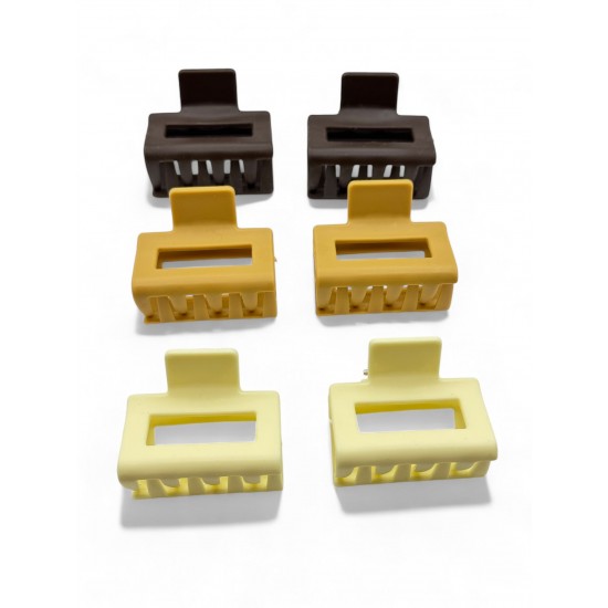 6 LI SOFT KAHVELİ KARIŞIK RENK DİKDÖRTGEN MANDAL TOKA