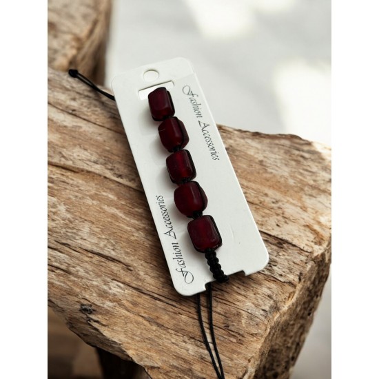 10MM KIRMIZI MAT BONCUK MAKROME BİLEKLİK