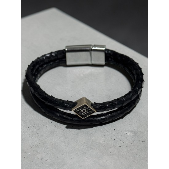 ZİRKON TAŞLI HAKİKİ YILAN DERİSİ BİLEKLİK