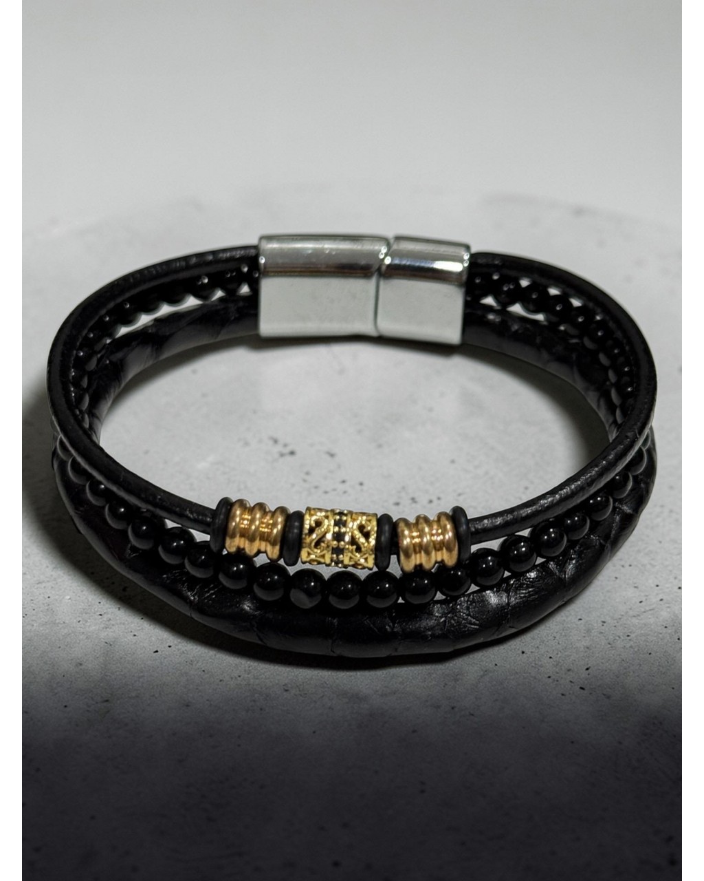 SİYAH YILAN DERİSİ ONİKS DERİ BİLEKLİK