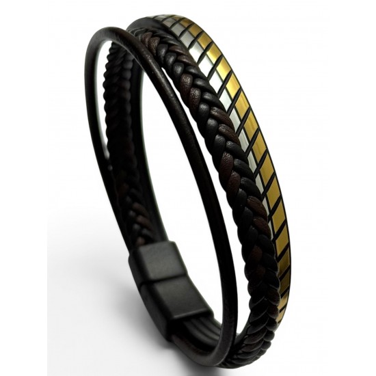 KAHVERENGİLİ MODEL ÜÇLÜ DERİ BİLEKLİK