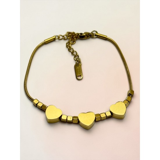 ÜÇLÜ KALP MODEL ÇELİK BİLEKLİK