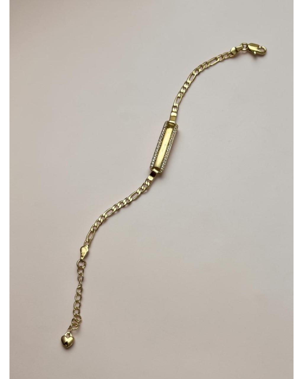 İSİM YAZILABİLİR GOLD RENK TAŞLI DİKDÖRTGEN MODEL 14K ALTIN KAPLAMA ÇOCUK KÜNYESİ