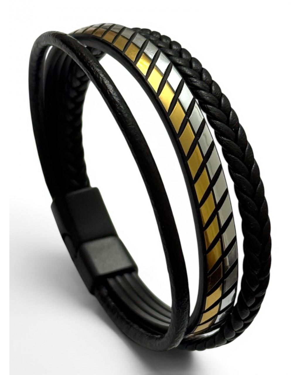 SİYAHLI MODEL ÜÇLÜ DERİ BİLEKLİK