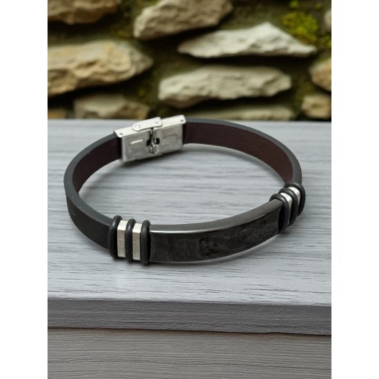 TEK PARÇA SİYAH İSİM YAZMA ÇELİK BİLEKLİK