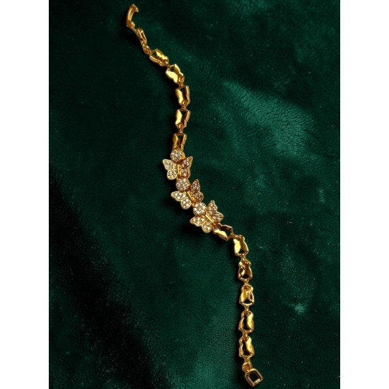 GOLD RENK ÜÇLÜ KELEBEK MODEL ZİRKON TAŞLI XUPING BİLEKLİK
