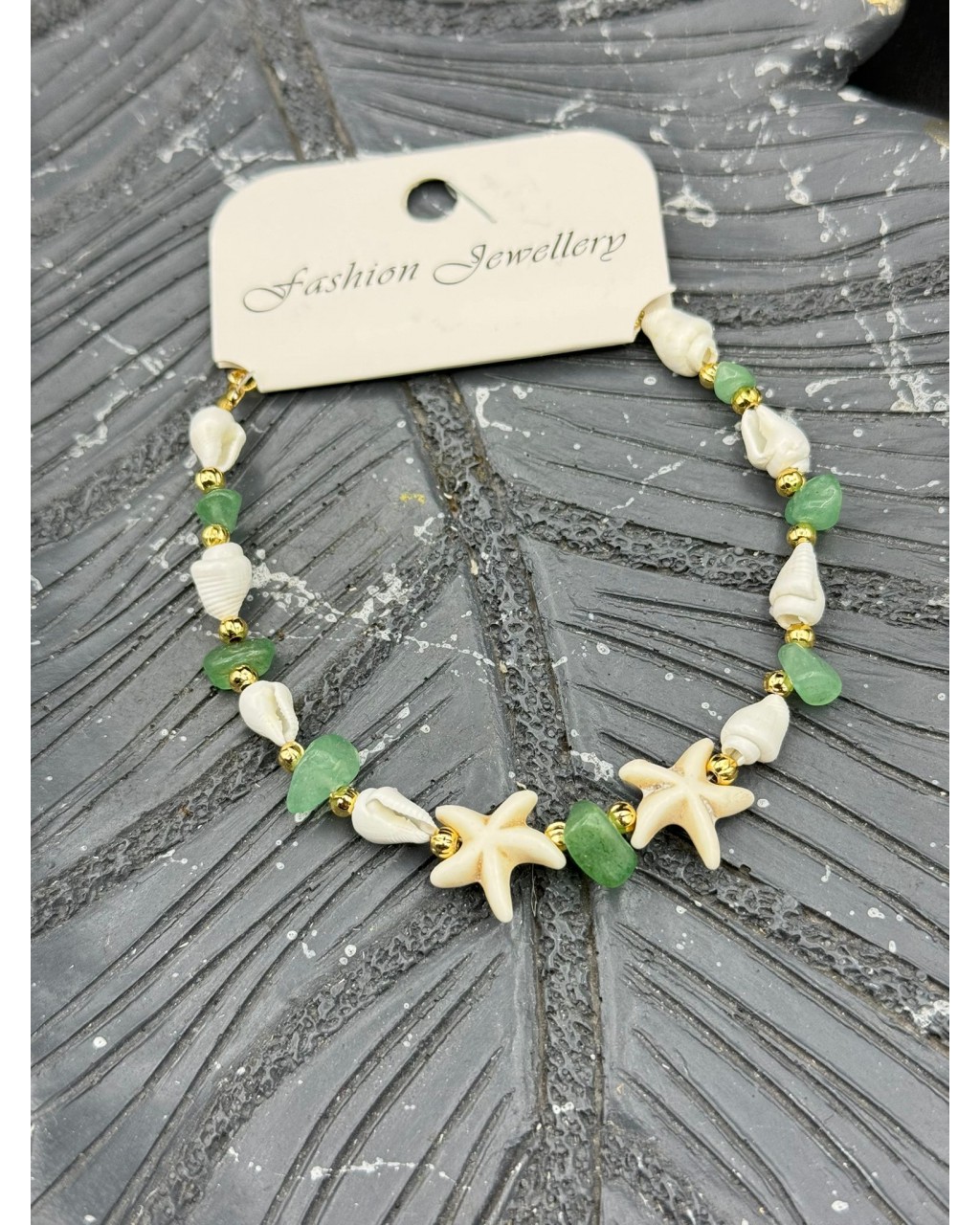 YEŞİM TAŞI ÇİFT YILDIZLI DENİZ KABUĞU BİLEKLİK
