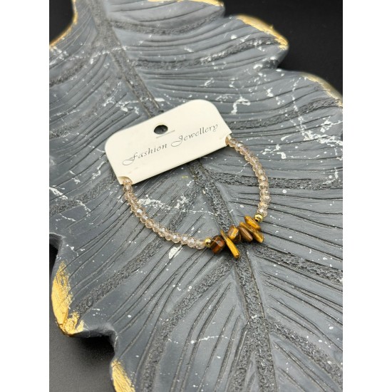 KRİSTAL BONCUK KAPLANGÖZÜ TAŞI BİLEKLİK