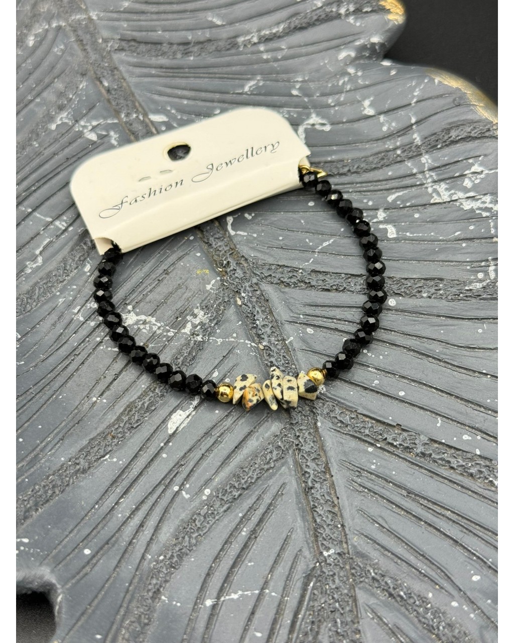 KRİSTAL BONCUK BENEKLİ JASPER TAŞI BİLEKLİK