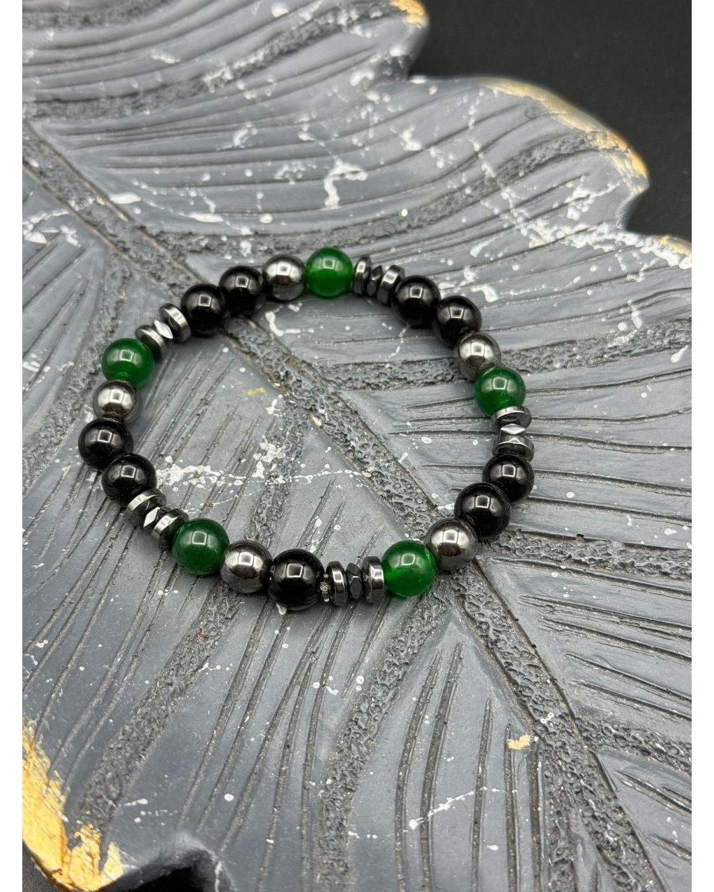 YEŞİM TAŞI HEMATİT ONİKS KARIŞIK MODEL MİSİNE BİLEKLİK