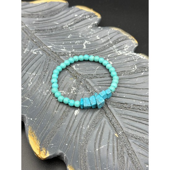 ORTASI TURKUAZ KIRIKTAŞ TURKUAZ TAŞI MİSİNE BİLEKLİK