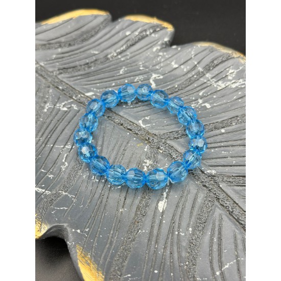 KRİSTAL BONCUK MAVİ RENK MİSİNE BİLEKLİK