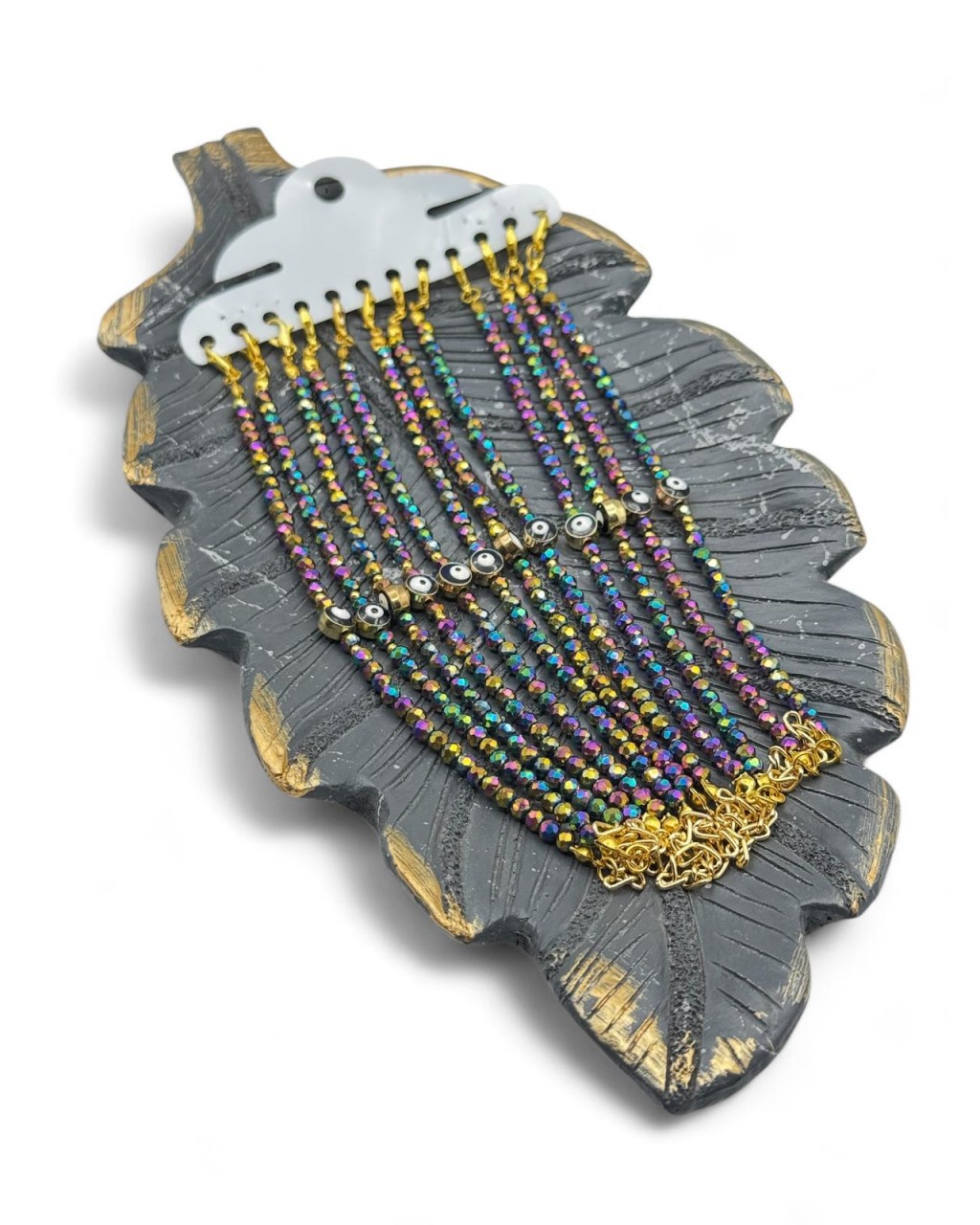 12 ADET YANARDÖNER GEÇİŞLİ RENK NAZARLI KRİSTAL MODEL BİLEKLİK