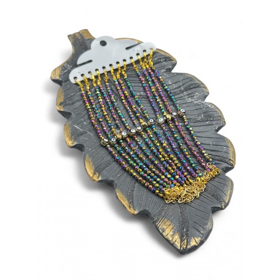 12 ADET YANARDÖNER GEÇİŞLİ RENK NAZARLI KRİSTAL MODEL BİLEKLİK