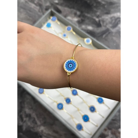 60 LI KUTU MAVİ RENK KARIŞIK DESENLİ MODEL GOLD KELEPÇE BİLEKLİK