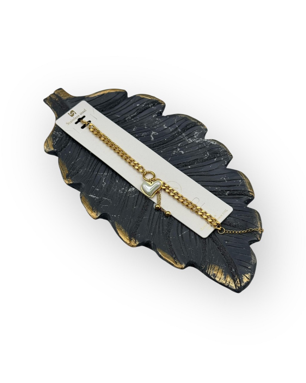 SEDEFLİ KALP MODEL GURMET ZİNCİR GOLD RENK ÇELİK BİLEKLİK