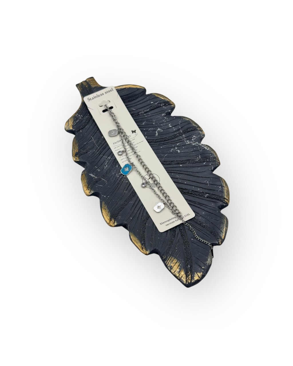 KUTUP YILDIZI FİGÜRLÜ 2Lİ ZİNCİR SİLVER RENK ÇELİK BİLEKLİK