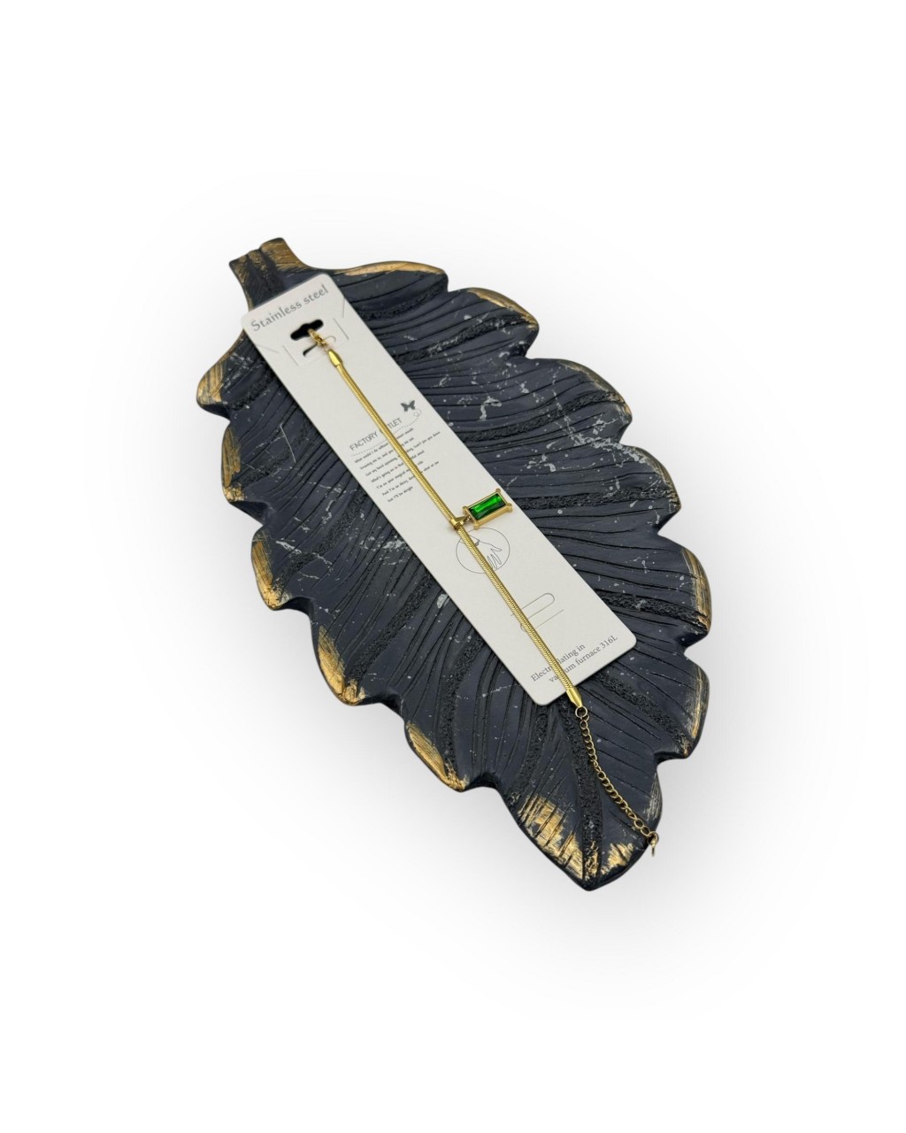 YEŞİL ZİRKON SALLANTILI İTALYAN ZİNCİR GOLD RENK ÇELİK BİLEKLİK