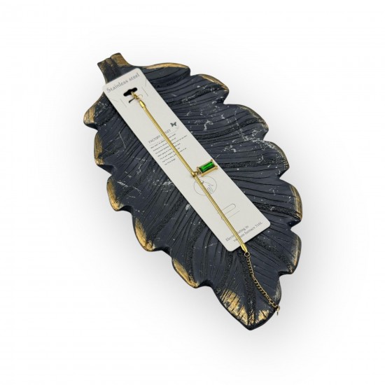 YEŞİL ZİRKON SALLANTILI İTALYAN ZİNCİR GOLD RENK ÇELİK BİLEKLİK