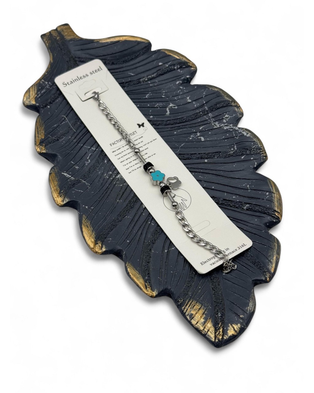 MAVİ ÇİÇEK GURMET ZİNCİR ÇELİK BİLEKLİK