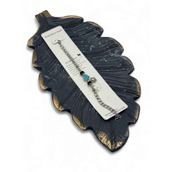 MAVİ ÇİÇEK GURMET ZİNCİR ÇELİK BİLEKLİK