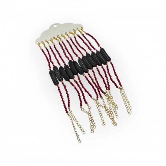 12 ADET İSİM YAZILABİLİR BORDO KRİSTAL BONCUK BİLEKLİK