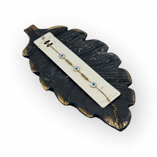 GOLD RENK ÜÇLÜ SEDEFLİ NAZAR MODEL BİLEKLİK