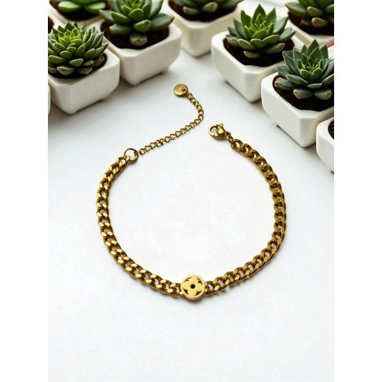 GOLD RENK ÇİÇEK DETAYLI GURMET ZİNCİR ÇELİK BİLEKLİK GOLD RENK ÇİÇEK DETAYLI GURMET ZİNCİR ÇELİK BİLEKLİK