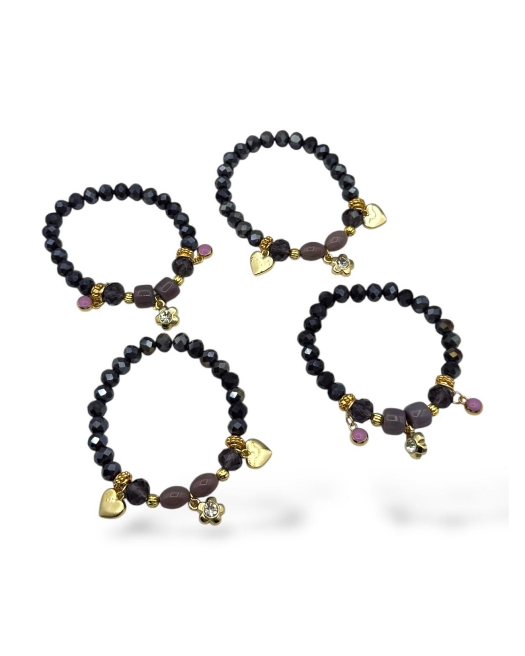 MOR KRİSTAL BONCUK CHARM MİSİNE BİLEKLİK