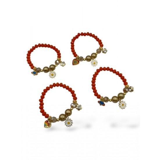 TURUNCU KRİSTAL BONCUK CHARM MİSİNE BİLEKLİK