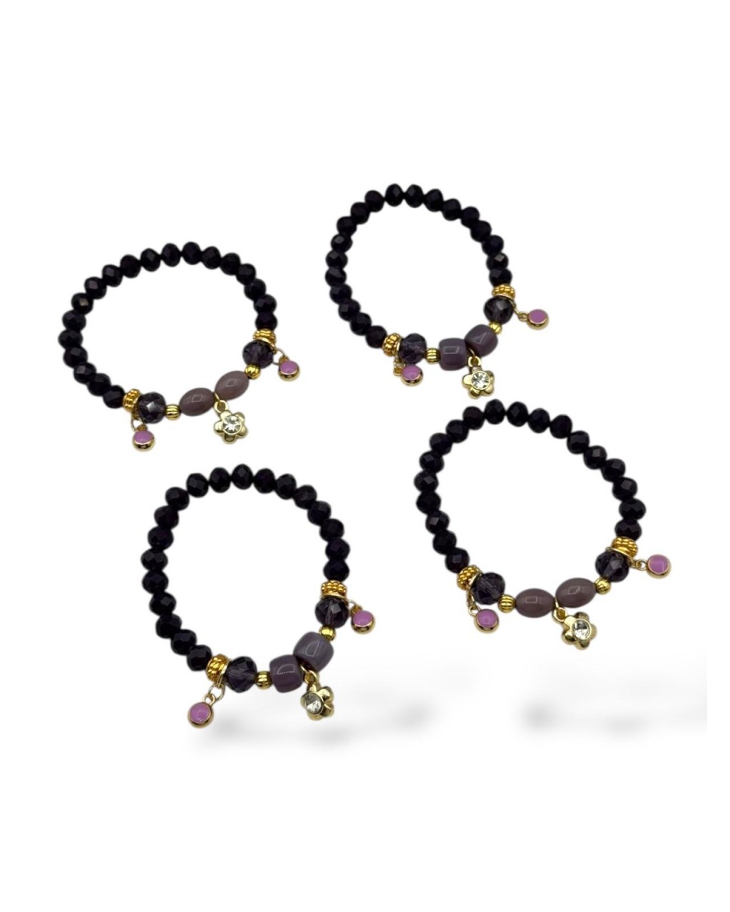 YANSIMALI MOR KRİSTAL BONCUK CHARM MİSİNE BİLEKLİK