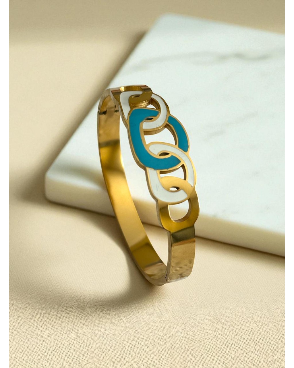 GOLD RENK RENKLİ DÜĞÜM MODEL ÇELİK KELEPÇE BİLEKLİK