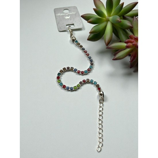 SİLVER RENK SU YOLU RENKLİ ZİRKON TAŞLI BİLEKLİK