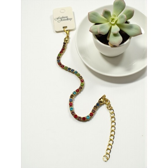 GOLD RENK SU YOLU RENKLİ ZİRKON TAŞLI BİLEKLİK