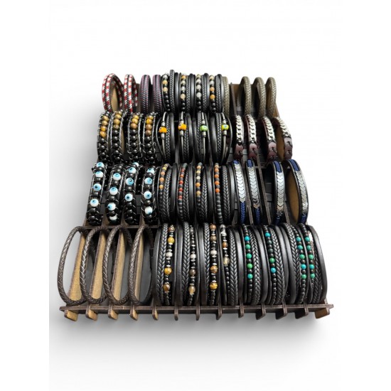 48 ADET KARIŞIK MODEL DERİ BİLEKLİK KUTULU