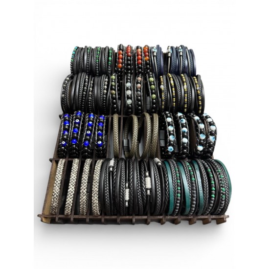 48 ADET KARIŞIK MODEL DERİ BİLEKLİK KUTULU