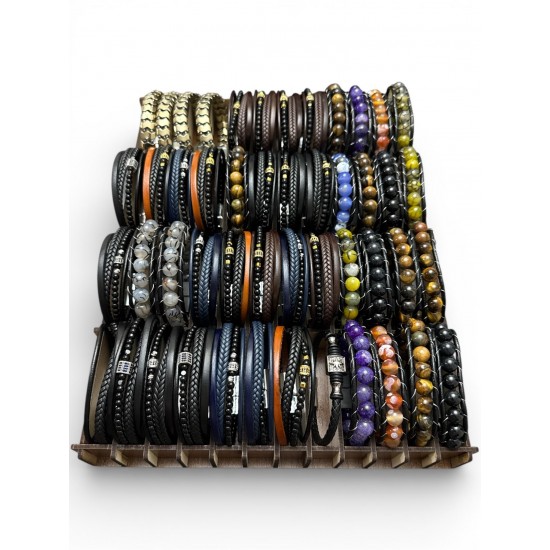 48 ADET KARIŞIK MODEL DERİ BİLEKLİK KUTULU