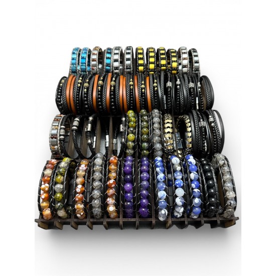 48 ADET KARIŞIK MODEL DERİ BİLEKLİK KUTULU