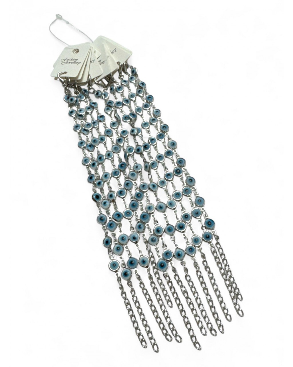 12 Lİ SİLVER BEYAZ-MAVİ ÇOKLU NAZARLI BİLEKLİK