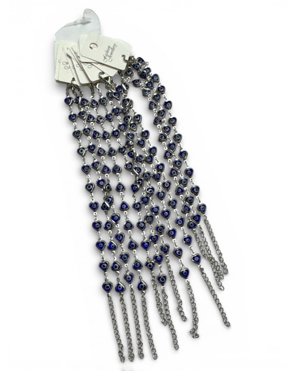 12 Lİ SİLVER LACİVERT KALP MODEL ÇOKLU NAZARLI BİLEKLİK