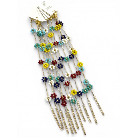 12 Lİ GOLD RENKLİ BONCUK ÇİÇEK MODEL ÇOKLU BİLEKLİK