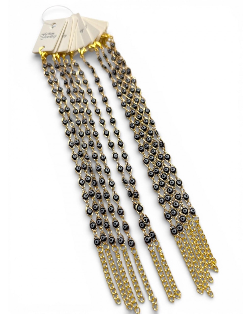 12 Lİ GOLD SİYAH ÇOKLU NAZARLI BİLEKLİK