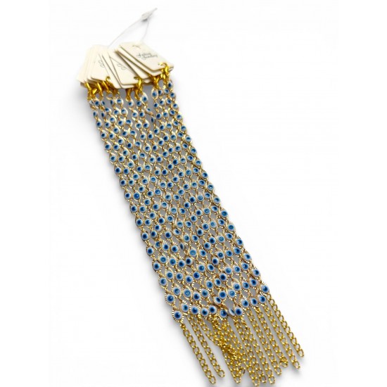 12 Lİ GOLD BEYAZ ÇOKLU NAZARLI BİLEKLİK