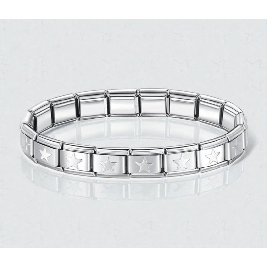 YILDIZLI NOMİNATİON MODEL ESNEK ÇELİK BİLEKLİK