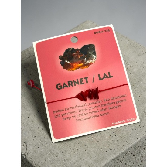 GARNET/LAL MERCAN DOĞALTAŞ MAKROME BİLEKLİK