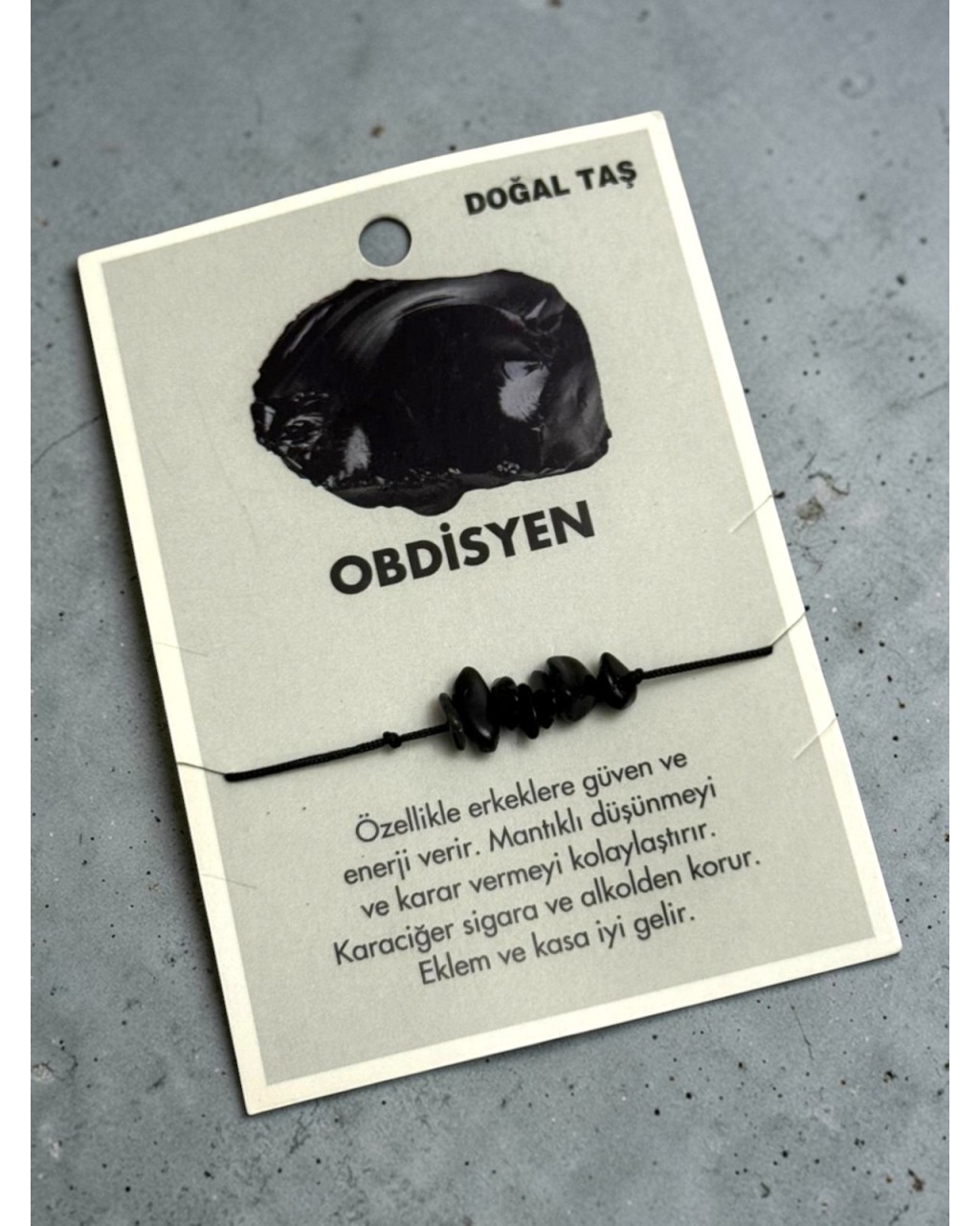 OBSİDYEN DOĞALTAŞ MAKROME BİLEKLİK