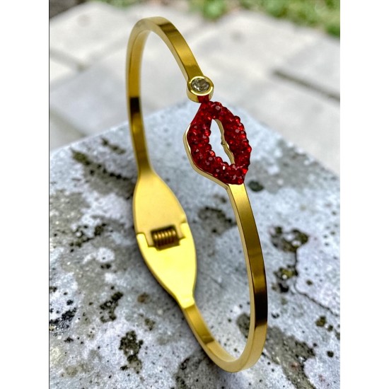 GOLD RENK DUDAK MODEL ÇELİK KELEPÇE BİLEKLİK