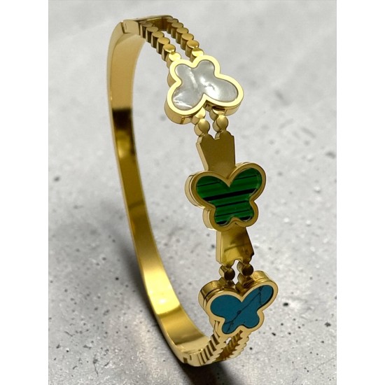 GOLD RENK ÜÇLÜ KELEBEK MODEL ÇELİK KELEPÇE BİLEKLİK