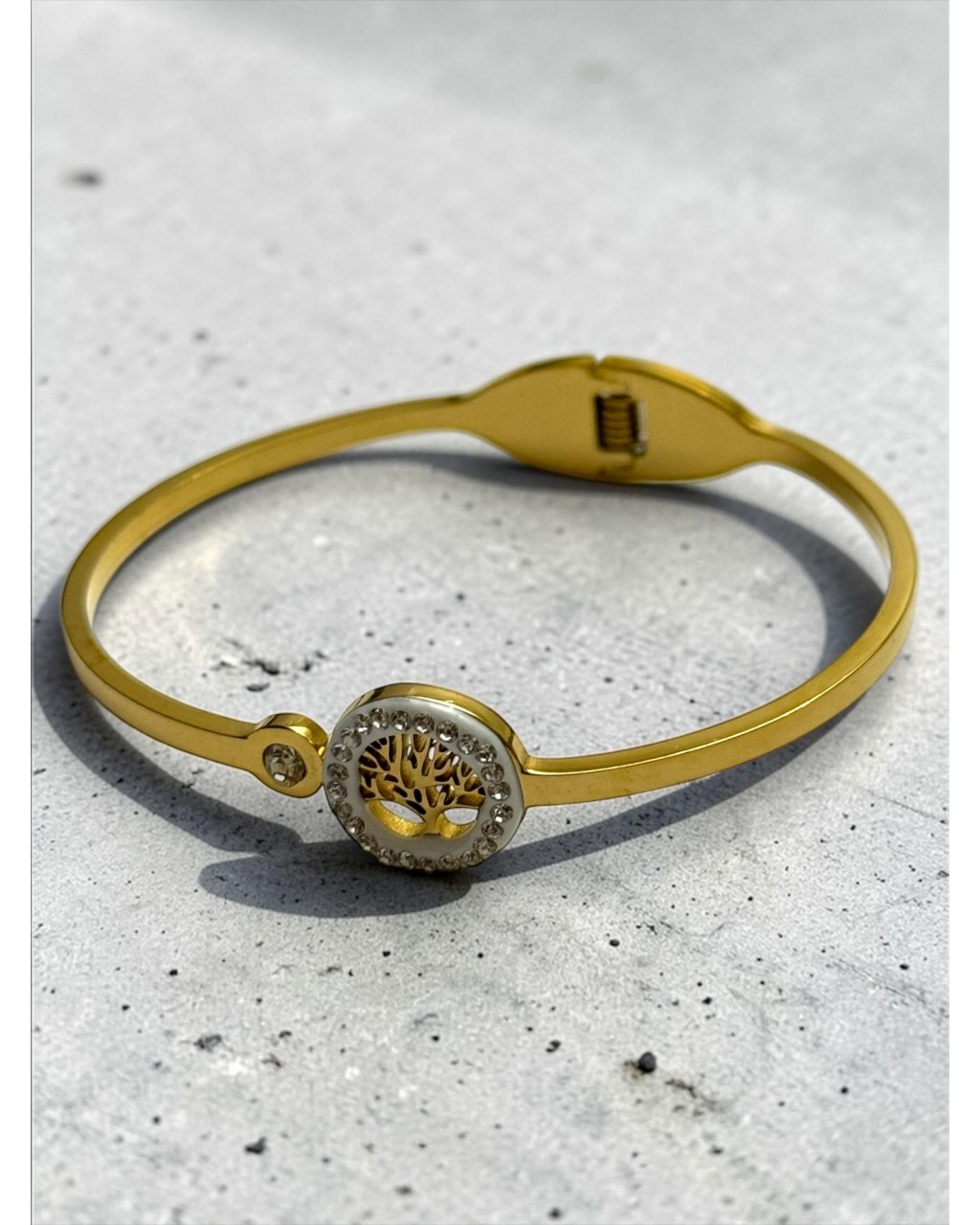 ZİRKON TAŞ KÜÇÜK HAYAT AĞACI MODEL ÇELİK KELEPÇE BİLEKLİK