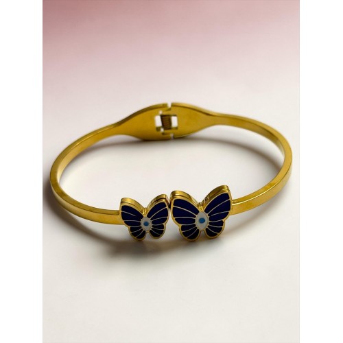 İKİLİ LACİVERT KELEBEK MODEL ÇELİK KELEPÇE BİLEKLİK